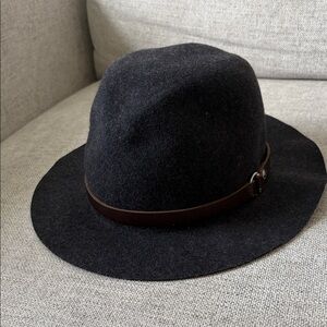 Rag & Bone Charcoal Hat with Chocolate Leather Band